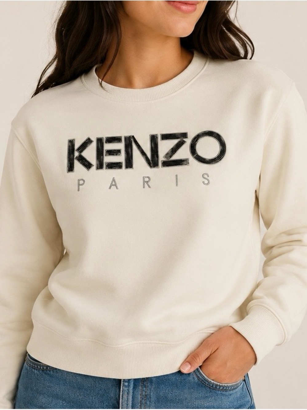 Kenzo Cream Sweatshirt with Black Logo